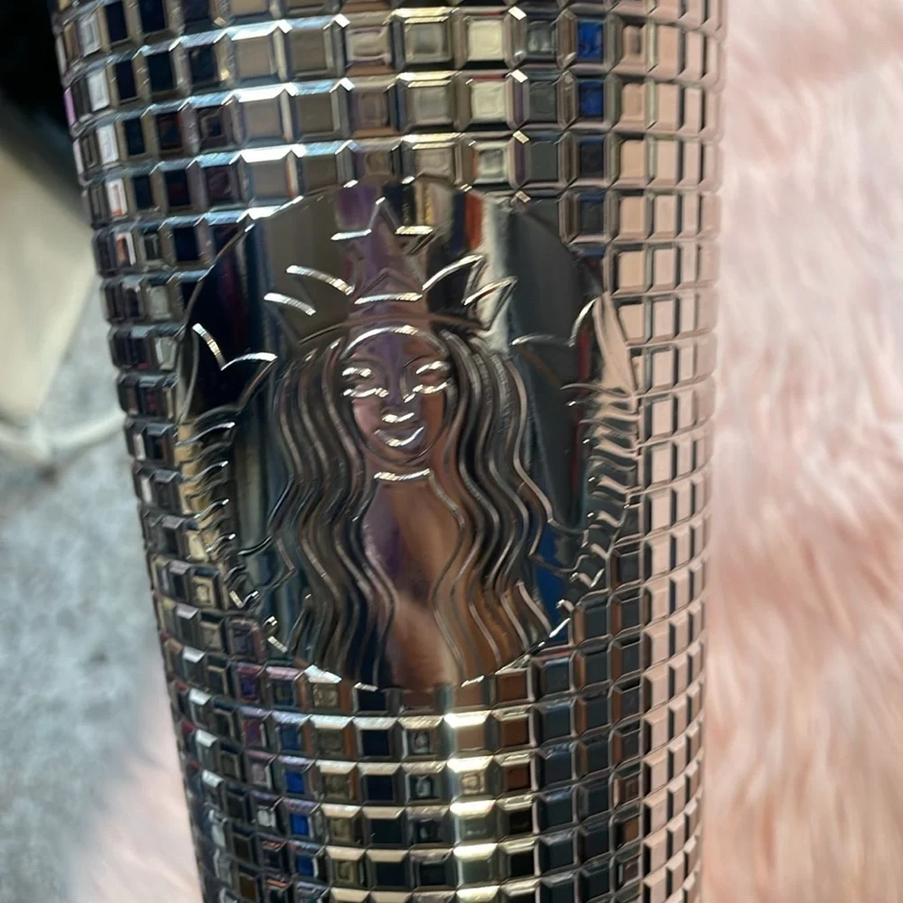 Starbucks 2023 Holiday‎ Silver Chrome Grid Tumbler